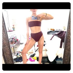 High waisted bikini, maroon, small, worn once